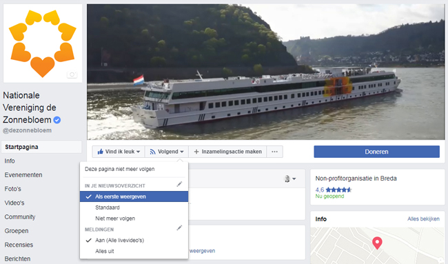 instellingen nieuwsoverzicht Facebook op desktop