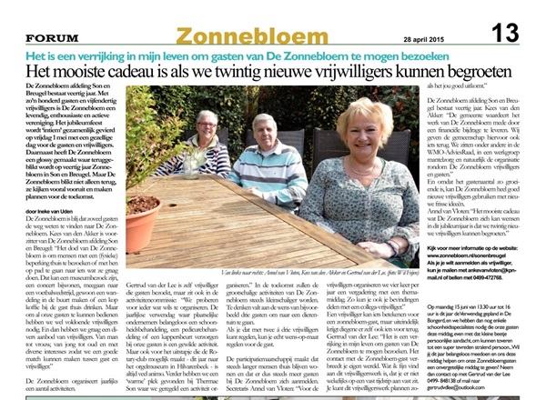 Zonnebloem afdelingsnieuws