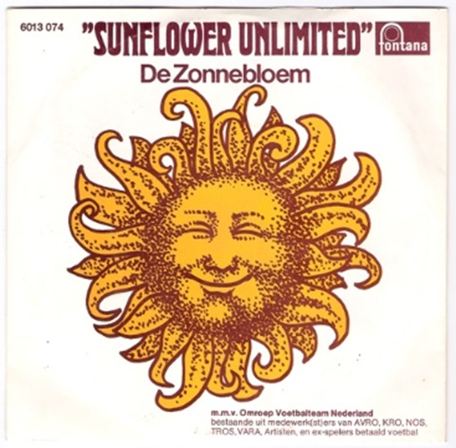 Voorkant van de single "De Zonnebloem" ingezongen door het gelegenheidskoor Sunflower Unlimited